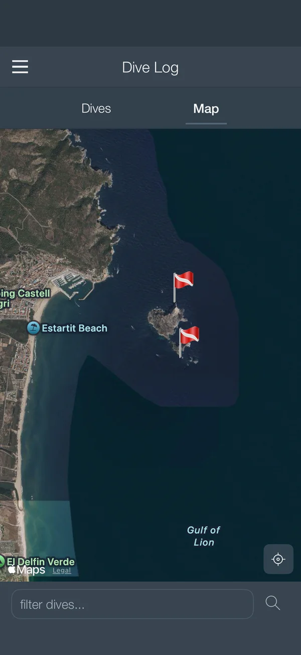 Dive sites on the map
